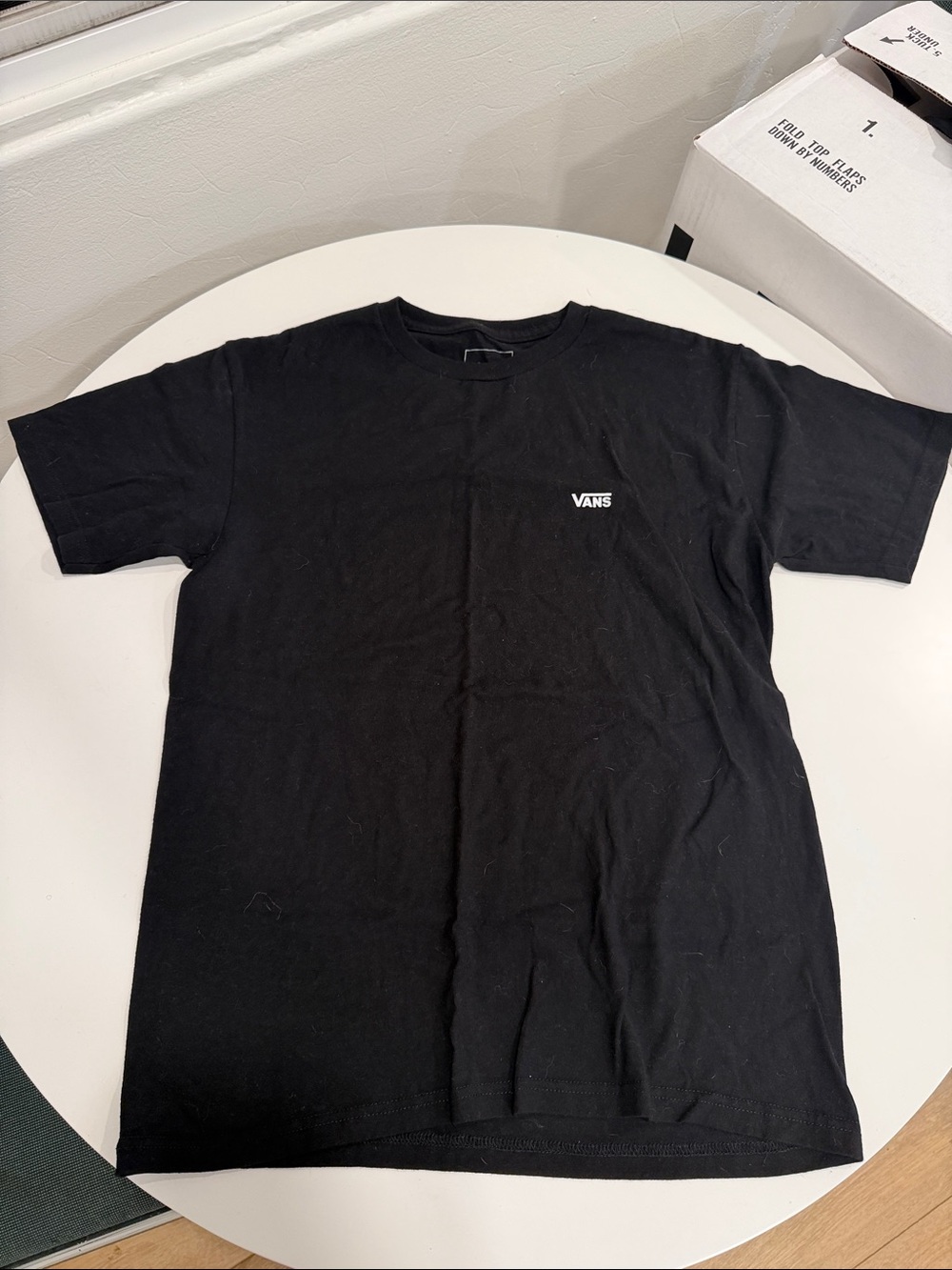 Vans Black Short Sleeve Crew T-Shirt with White Chest Logo